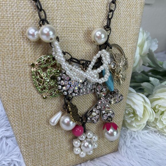New Plunder Pearl Statement Necklace Chunky Layered Jewelry Vintage Inspired - Picture 6 of 7